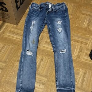 Maurices Dark Blue Distressed Skinny Jeans